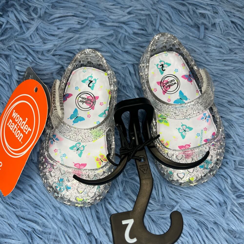 Wonder Nation Heart Glitter Ballerina Shoes 2 Baby Girl Cute Shiny Casual